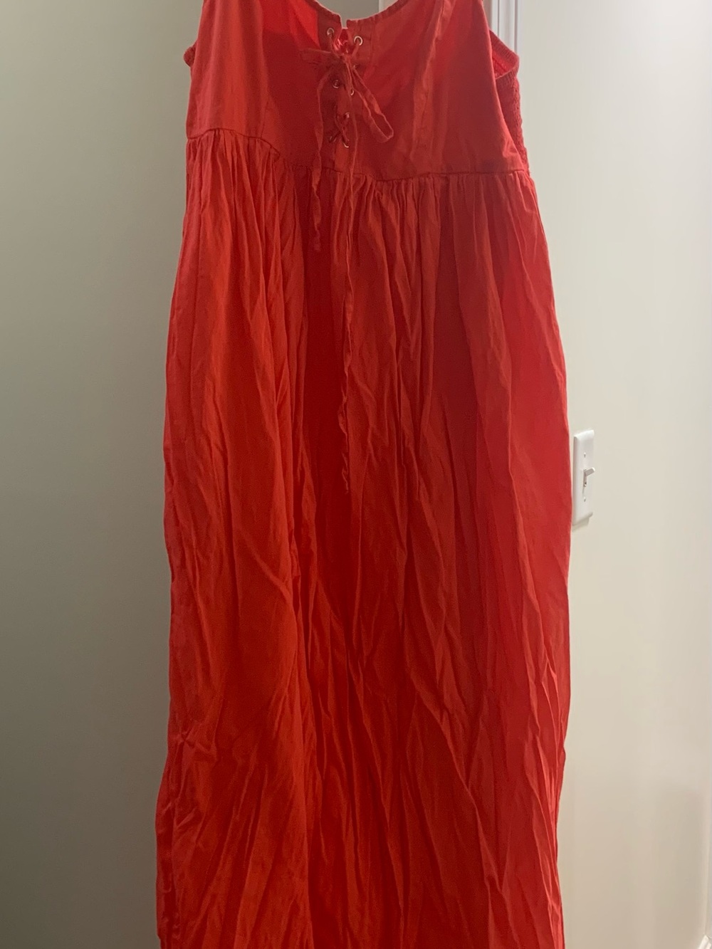 VENUS Bright Red Lace-Up Maxi Dress
